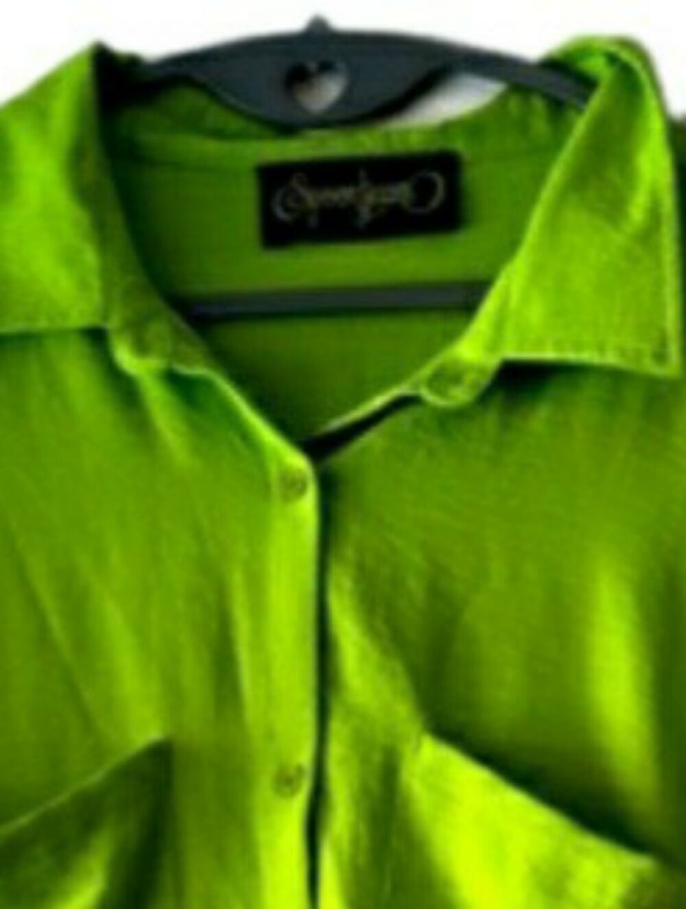Oversized Button-Down Shirt in Lime Green, 3X